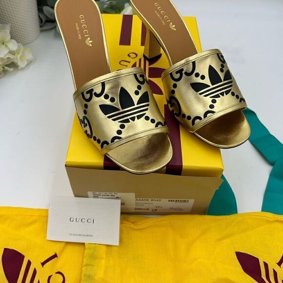 Women’s Gucci X Adidas, slide sandals, size 39.5 made in Italy - Picture 3 of 9